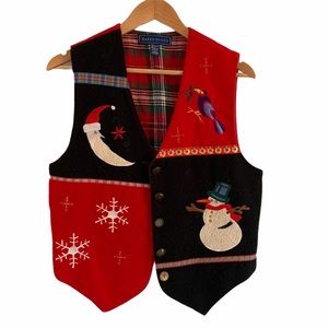 Karen Scott Christmas Snowman Vest Size Small